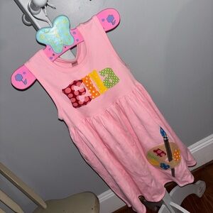 Monag Pink Dress  Sz 6 with Colorful Letter Design